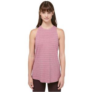 Lululemon All Tied Up Tank Pink Stripe Size M 100% Pima Cotton